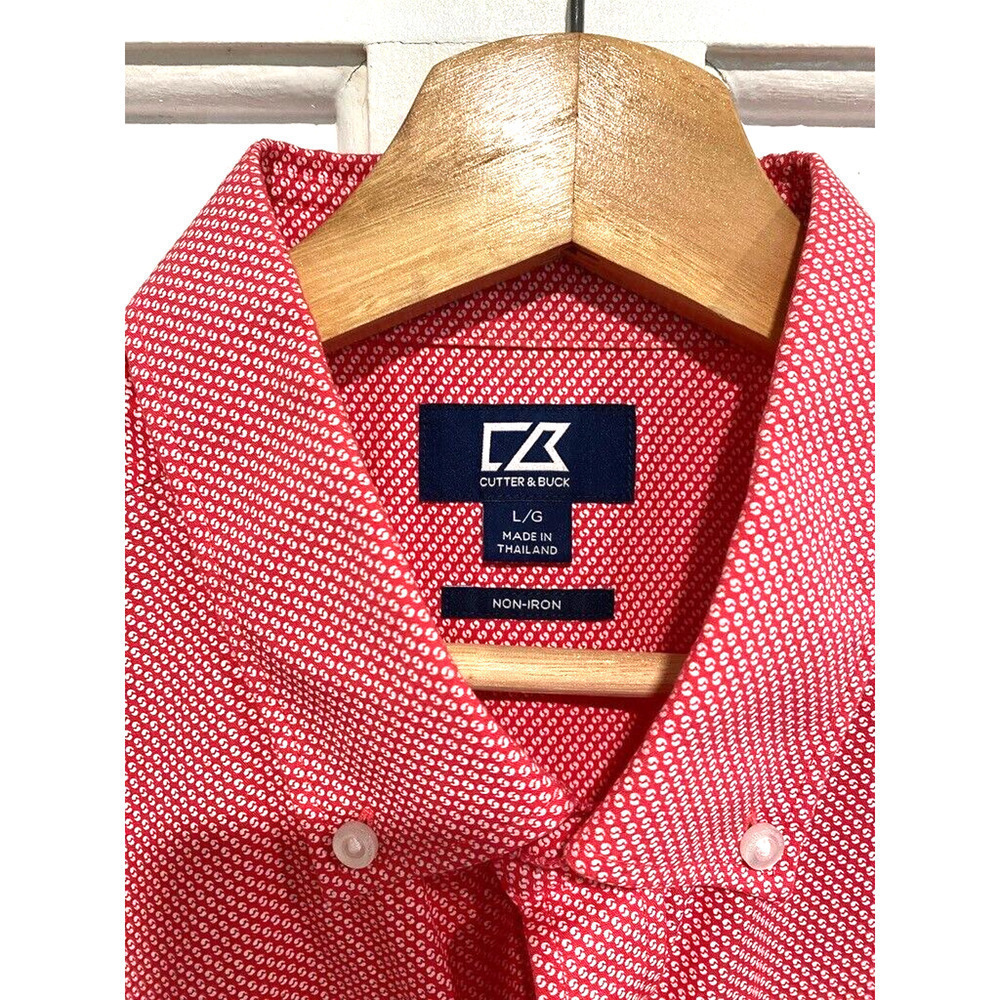Cutter & Buck - Red short sleeve button up shirt 100% Cotton men's size Large - Picture 2 of 8